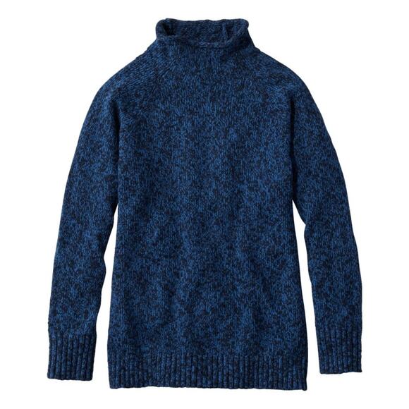 NWT L.L. Bean Women's Cotton Ragg Funnelneck Pullover Sweater in Navy size L - Picture 1 of 6